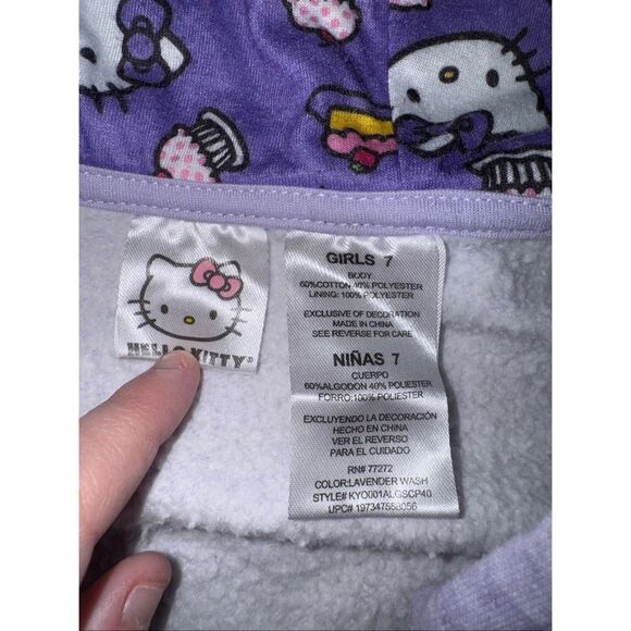 Hello Kitty Purple Zip Up Jacket with Hood Size Girls 7 - Picture 7 of 7
